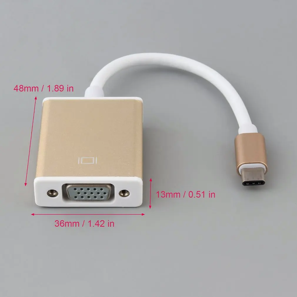 Тип C USB3.1 к VGA адаптер USB-C разъем Золотой цифровой концентратор с Алюминиевый