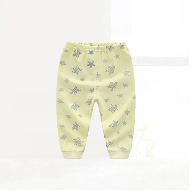 5416 light yellow Штаны из хлопка для маленьких мальчиков и девочек, пижамные штаны с рисунком для малышей, детские леггинсы в полоску, мягкие теплые штаны - Цвет: 5416 light yellow