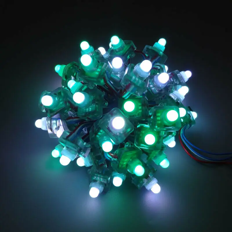 2500x WS2811 RGB LED Pixel Полноцветный 800 кбит/с 12 мм квадратный 3PIN 12В IP68 зеленый