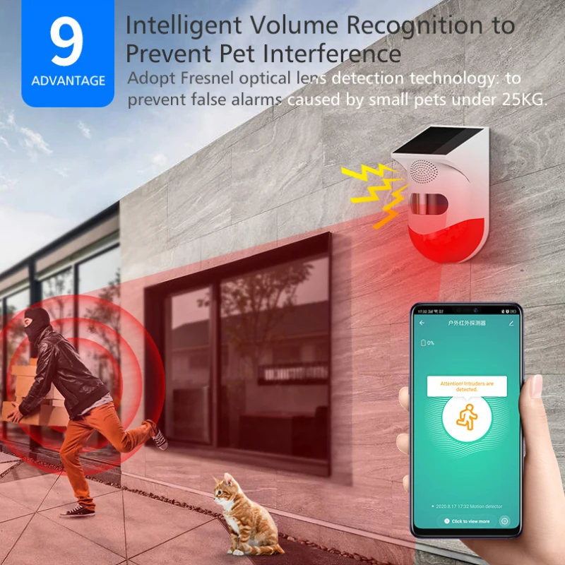 

Wifi Wireless Home Burglar Security Alarm System with 433MHz Remote Control Solar Siren PIR Waterproof Detector Tuya APP Control