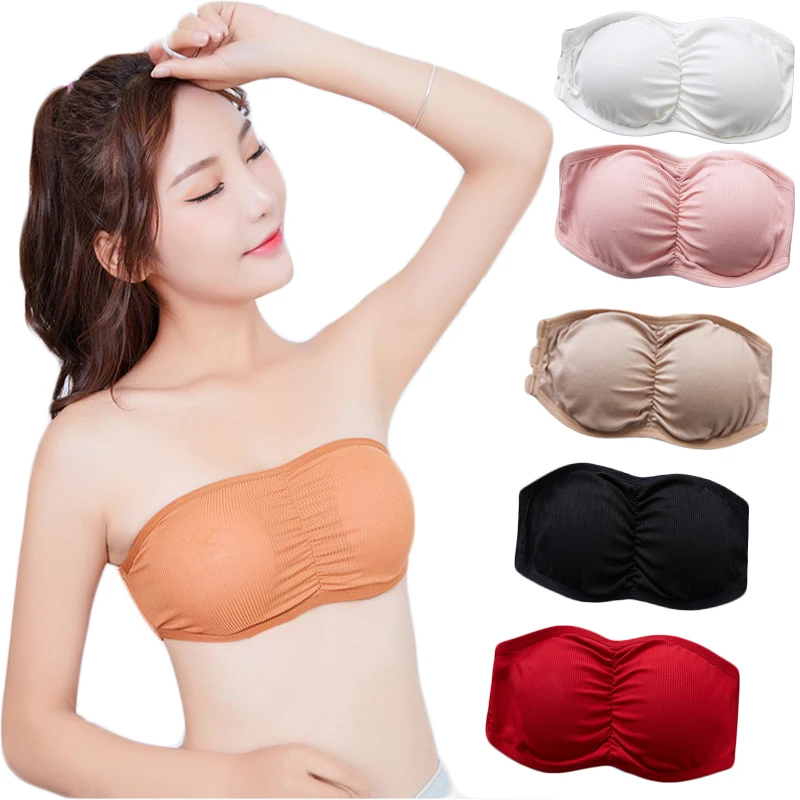 

Sexy Bandeau Lingerie 2021 New Women Girl Push Up Bra Tube Tops Streetwear Woman Crop Top Strapless Women Tops Tube Seamless Bra