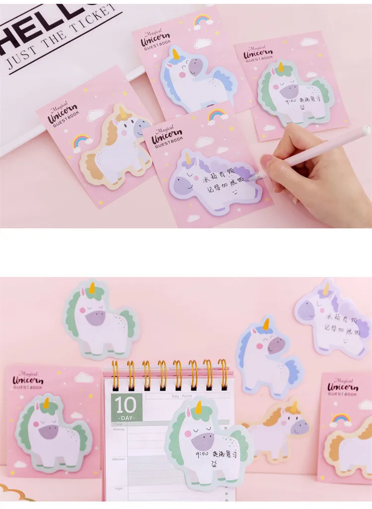 30 шт./упак. милый Единорог memo pad Post it Липкие заметки креативный каваи закрепленный блокнот для детей DIY Журнал альбом поставки