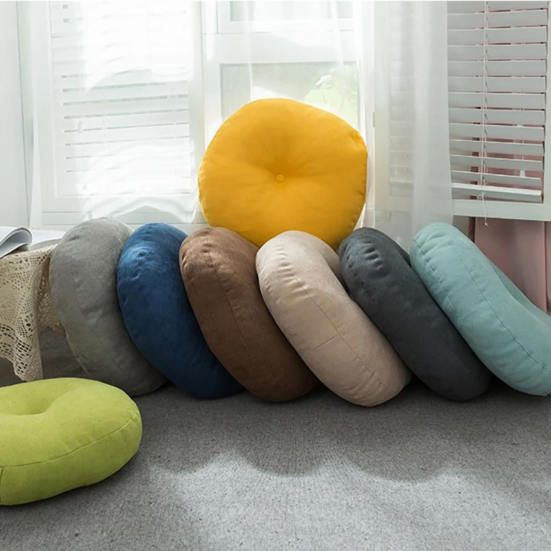 

Rushed Round Shape Linen Seat Cushion Silk Cotton Core Tatami Cushion Pillow Home Decoration Soft Car Sofa Flax Sitting