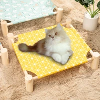 wooden frame cat hammock small pet litter canvas mesh cat leisure bed removable and washable pet house puppies gato accessories