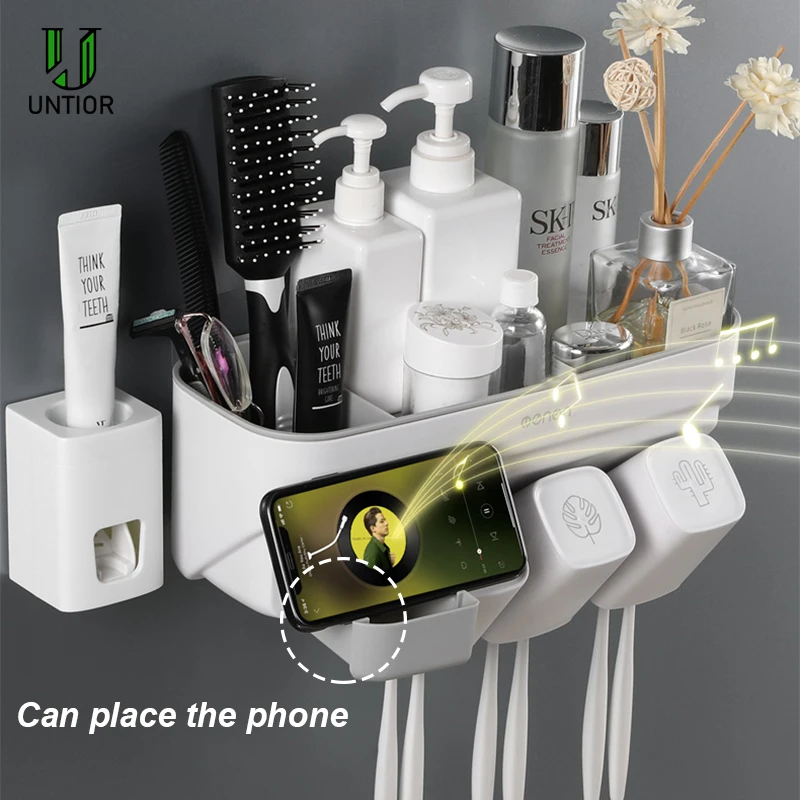 Настенный держатель для зубной пасты и щетки хранения туалетных принадлежностей