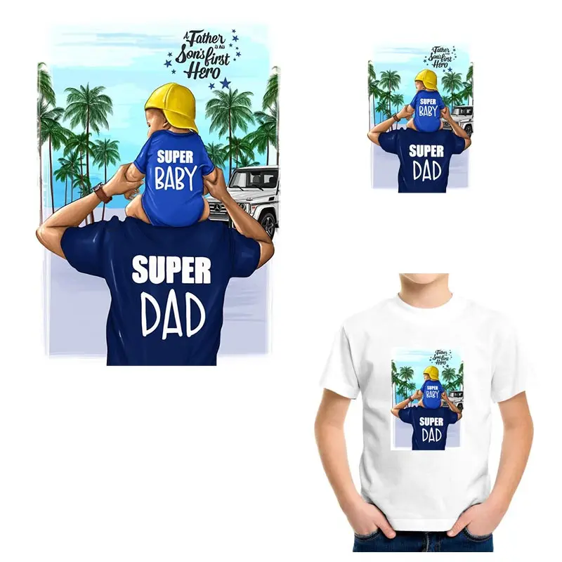 Термонаклейки на футболку Dad &amp Boy самодельные термонаклейки для одежды | Дом и