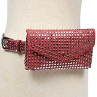 8pcslot fashion rivets waist bag luxury designer fanny pack small women waist pack phone pouch punk belt bag