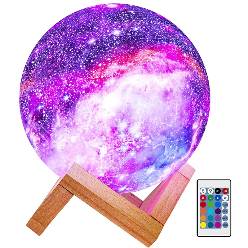 Детский ночник в виде Луны 16 цветов зарядка через USB сенсорное управление 3D LED