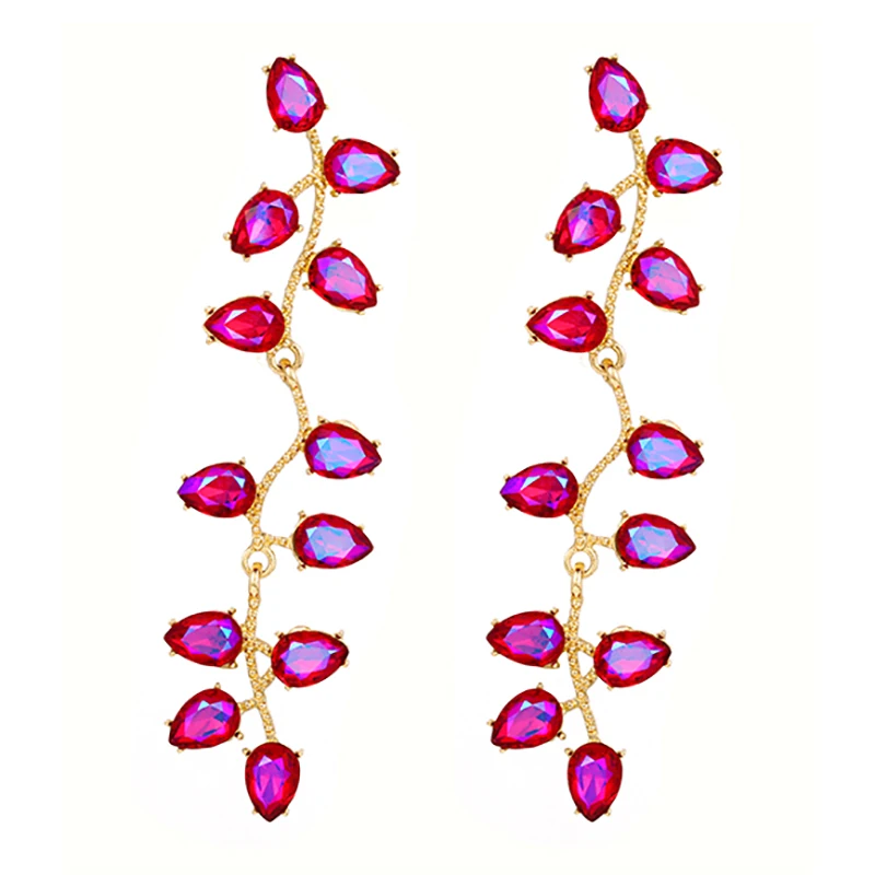 

ZHINI Bohemia Retro Gold Long Earrings for Women Simple Charming Colorful Crystal Statement Earring Fashion Jewelry pendientes