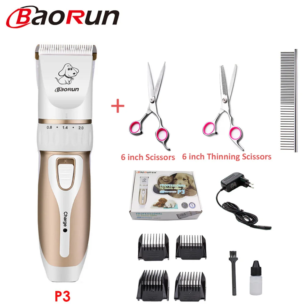P3 Add KIT-C Baorun P2 кусачки для собак, профессиональная машинка для стрижки домашних животных, кошек, триммер, набор, перезаряжаемая машинка для стрижки кошек, бритва для домашних животных - Цвет: P3 Add KIT-C