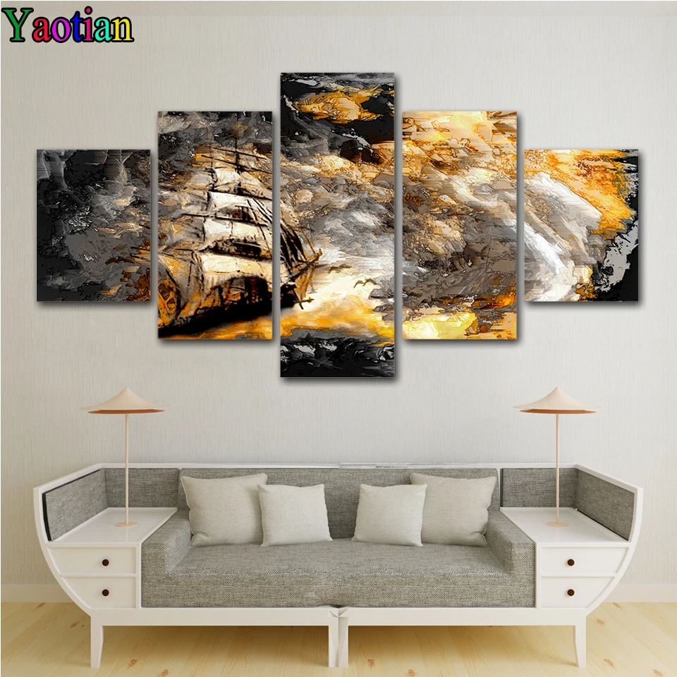 

5d diamond painting,full,square,round diamond embroidery Multi-pictures Sea Storm Sailing Boat in Waves mosaic diamond diy art