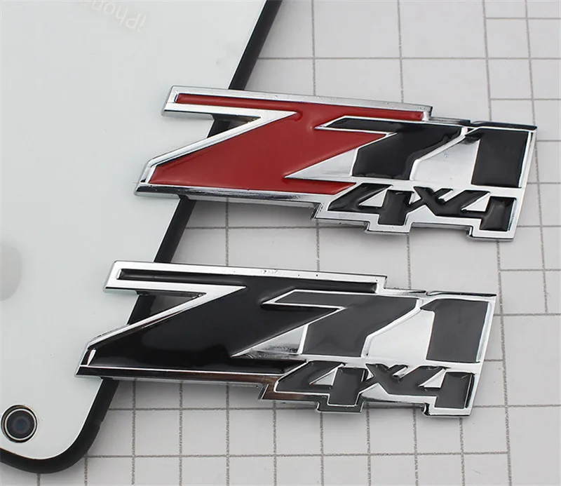 

100PC 8.5*3cm Car styling alloy metal Z71 4x4 Emblem Rear trunk Badge Side Logos Cars body Sticker Red Black