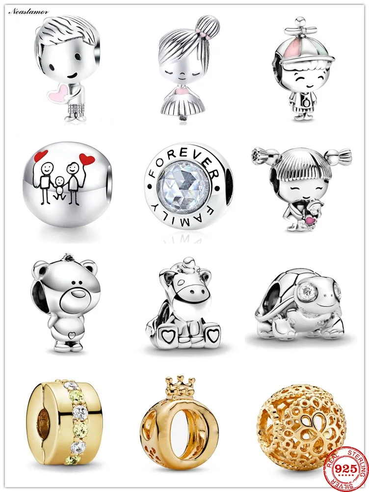 925 стерлингового серебра металлические бусины семья Для мальчиков и девочек в