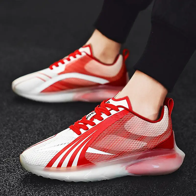 

Big Size Summer Rubber Sole Man Sneakers Men Sport Shoes Breathable Running Shoes Sports for Men Red Training Sneekers Gym D-712