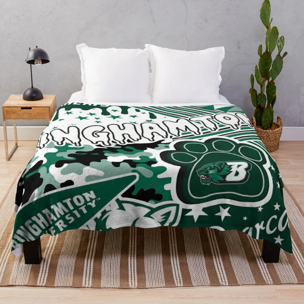

Binghamton University Blanket Plush Throw for Beds Sofa Soft Warm Sherpa Fleece Blankets For Child Boy Girl Kid Adults Gift