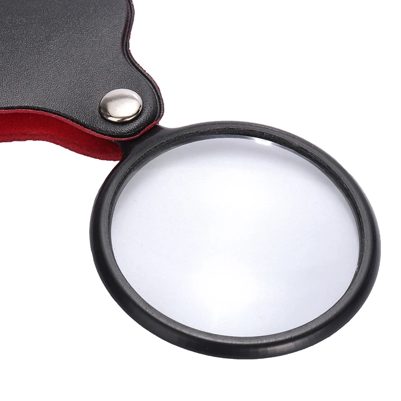 Кожаный чехол складной увеличительный Лупа 8X стеклянный объектив Карманный с