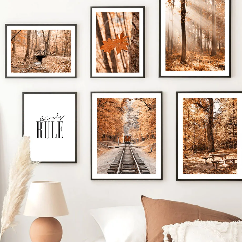 

Autumn Scenery Forest Defoliation River Wall Art Canvas Painting Nordic Posters And Prints Wall Pictures For Living Room Decor