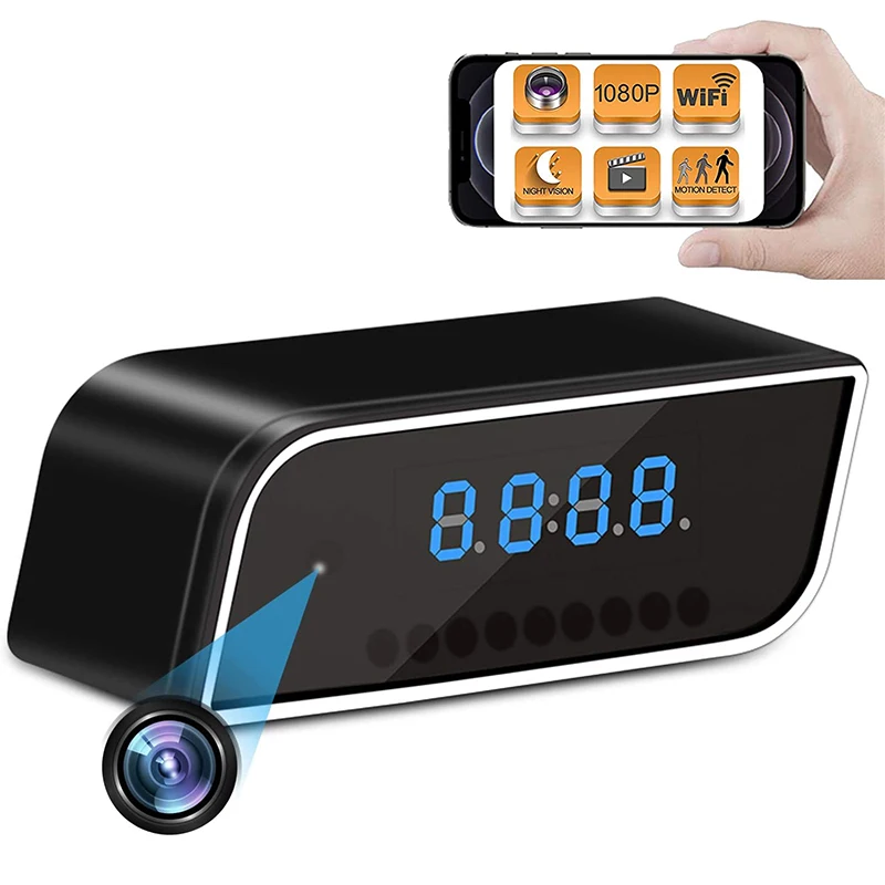 

WiFi Table Clock Camera spy Cam With Audio And Night Vision Remote Surveillance 1080P HD Clock Cameras For Home Security Indoor
