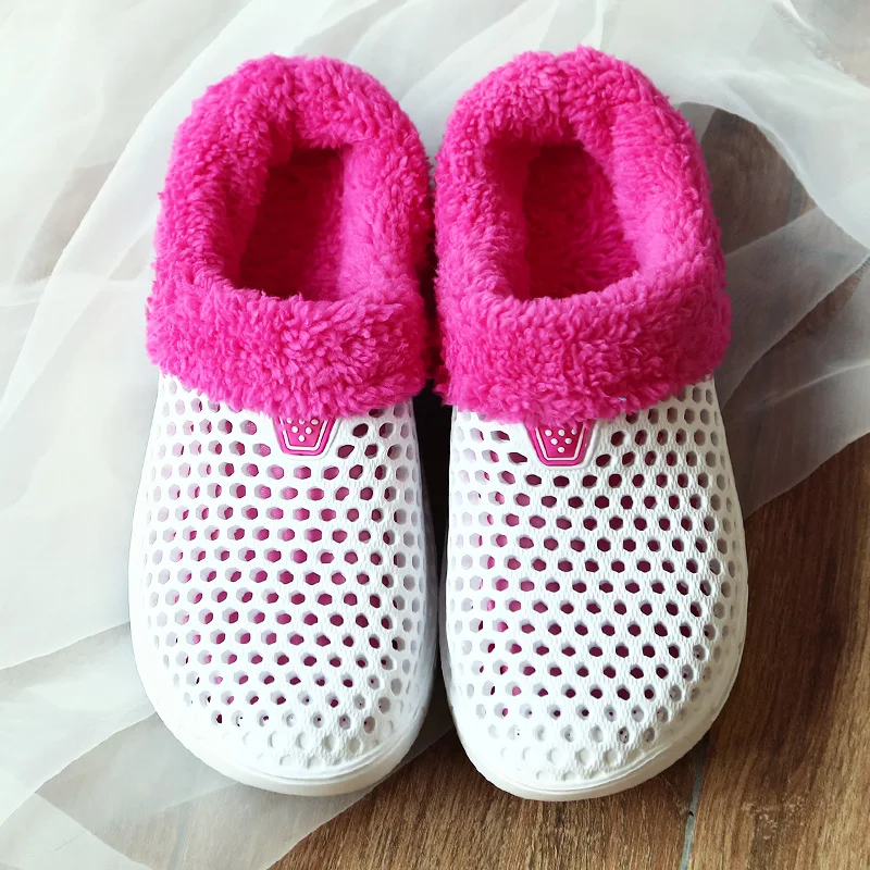 STQ-зимние женские домашние тапочки прозрачные меховые теплые хлопковые домашняя