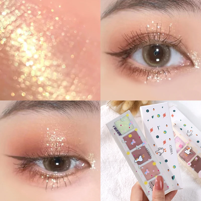

4Color Eyeshadow Palette Small and Portable Earth Purple Color Matte Eyeshadow Long Lasting Waterproof Shimmer Pigment Makeup