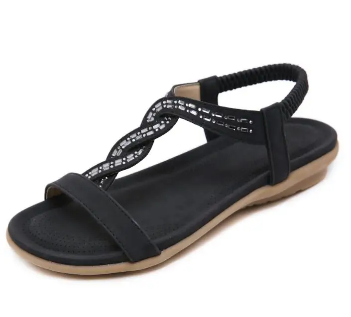 

new Summer Women Beach Shoes Bohemian Diamond Flat Heel Open Toe Sandals Women's Shoes Ladies Sandals Sandalias Mujer hy