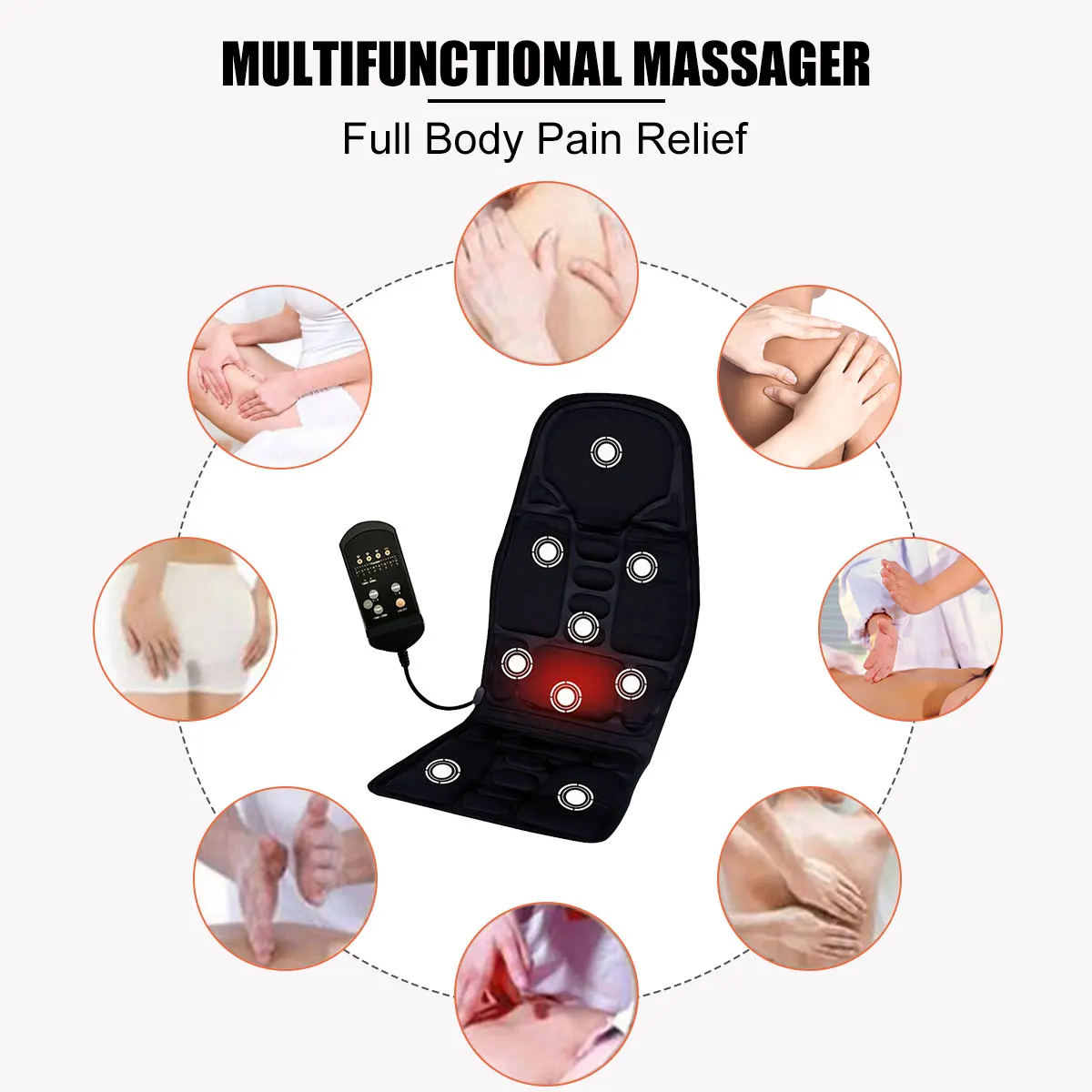 car electric heated massage seat cushion neck waist pain relaxation vibration massager pad for car office full body massage seat free global shipping