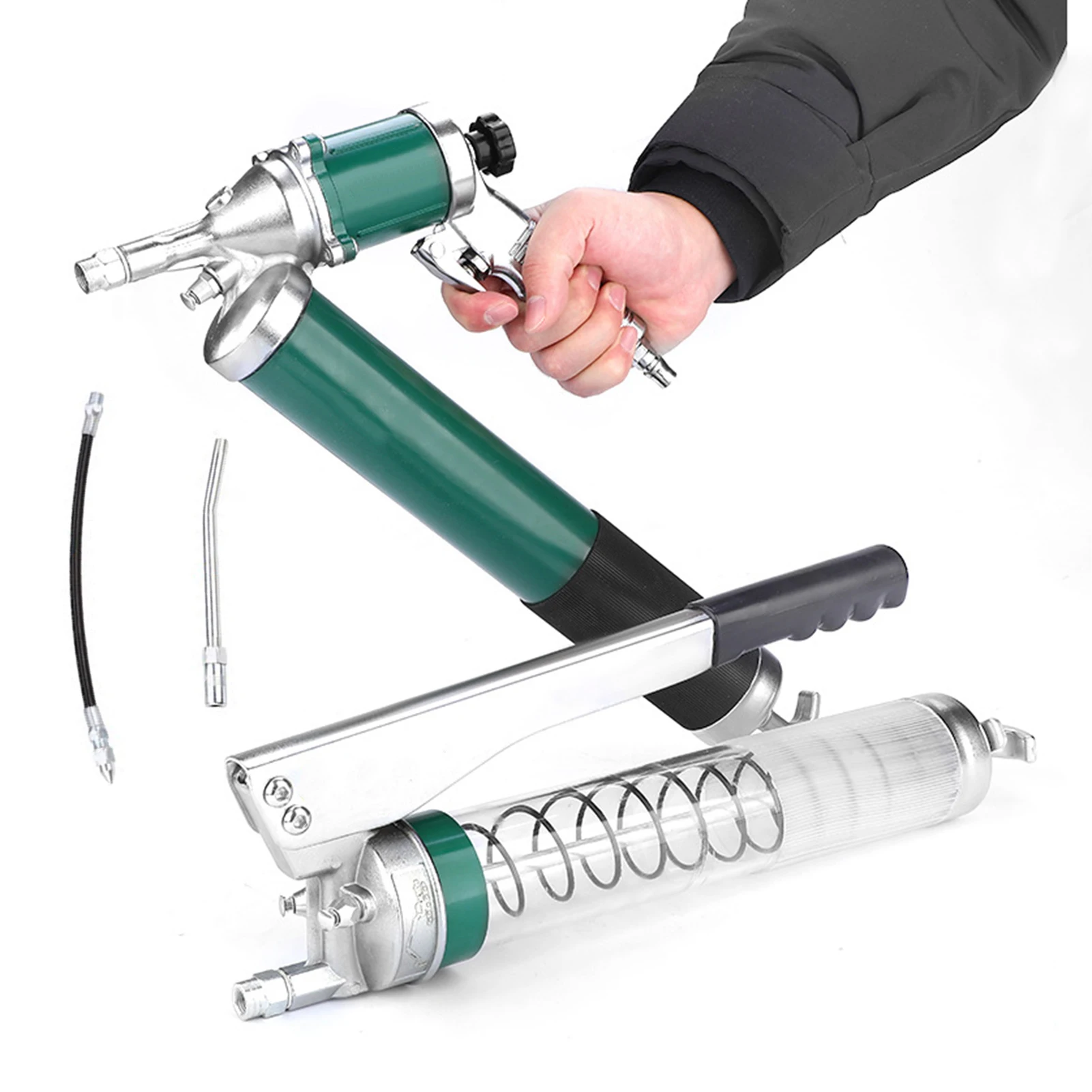 

Прочный прочный масляный шприц, пневматический масляный двойной стержень, прозрачный масляный шприц 400cc, ручной масляный Шприц Высокого давления на молнии