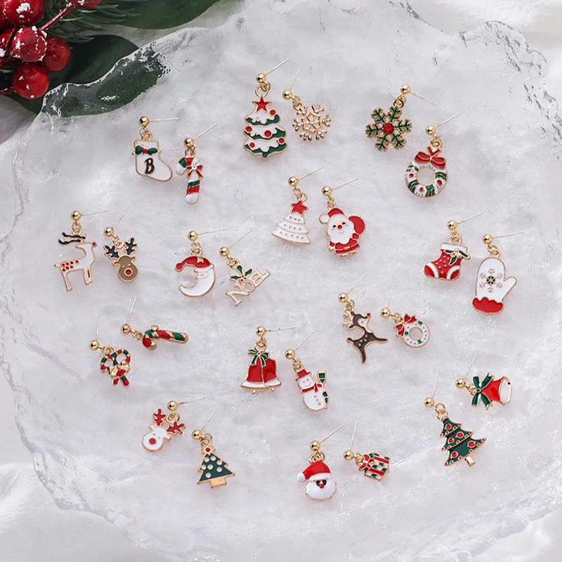 

AVEBIEN 2020 christmas earrings for women Santa Claus elk crutch candy socks pendant Fashion Earrings long plush ball earrings