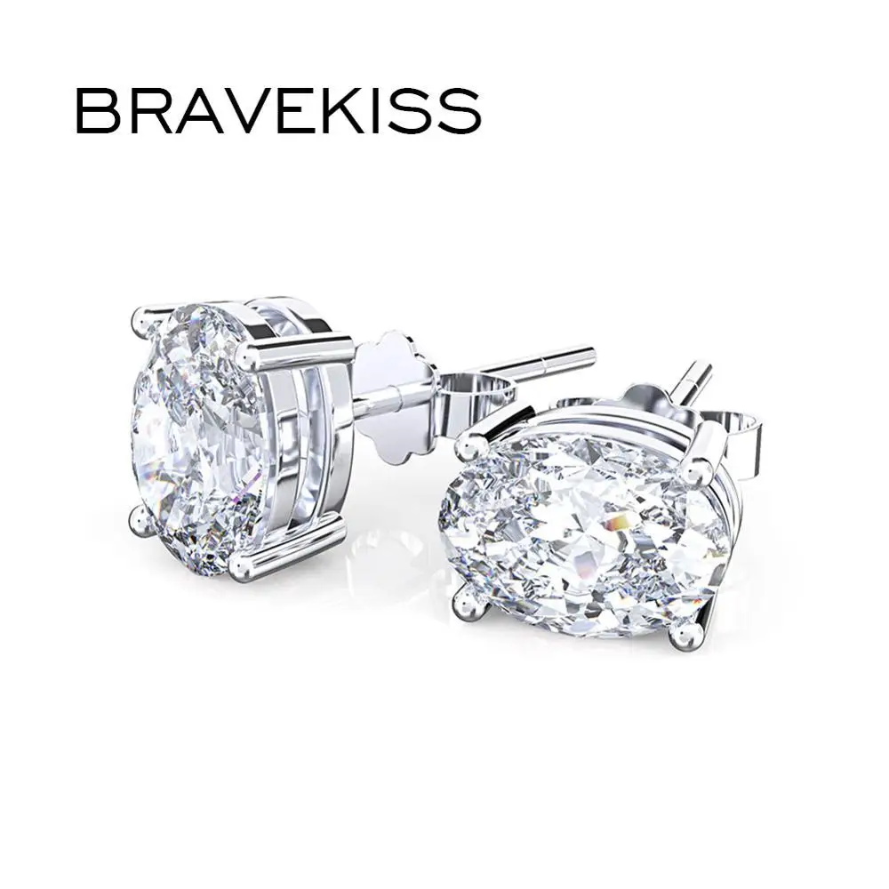 Серьги-гвоздики в форме яйца с цирконом 7 цветов BUE0595 | Украшения и аксессуары