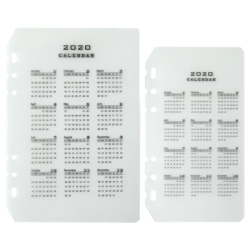 2020 год календарь делитель 6 отверстий прозрачный ПП ноутбук индексный