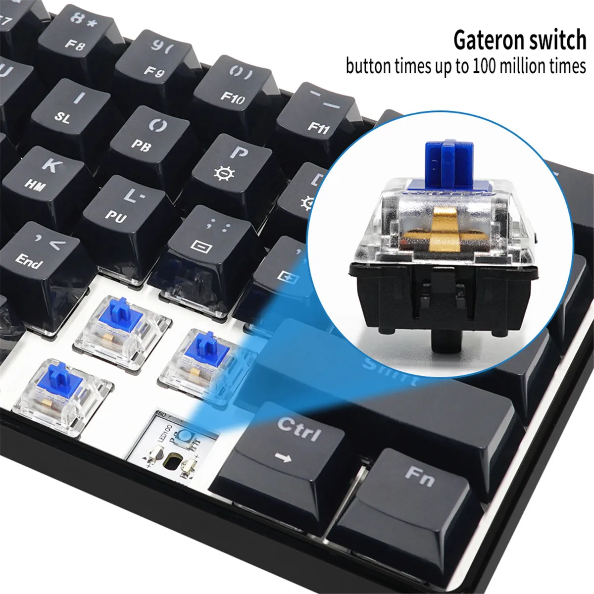 

HOT Axis 61 Key Games Gateron Switch RGB Game Mechanical Keyboard Optical Axis Can USB Type-c Be Inserted Cable Mechanical IP68