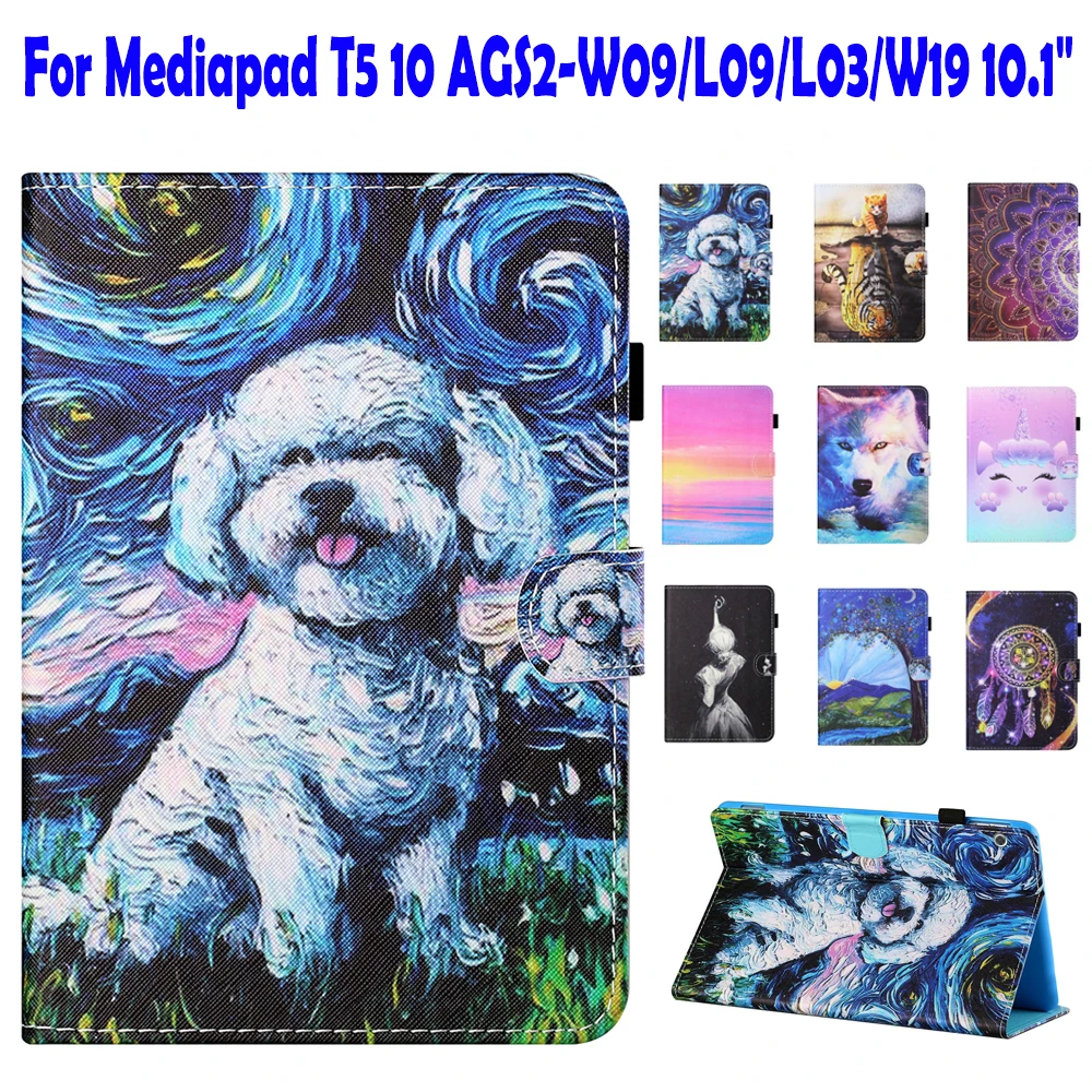

Чехол T5 10 для Huawei Mediapad AGS2-W09/L09/L03/W19, 10,1 дюйма, защитный чехол из искусственной кожи, магнитная подставка, умный мягкий чехол, Обложка