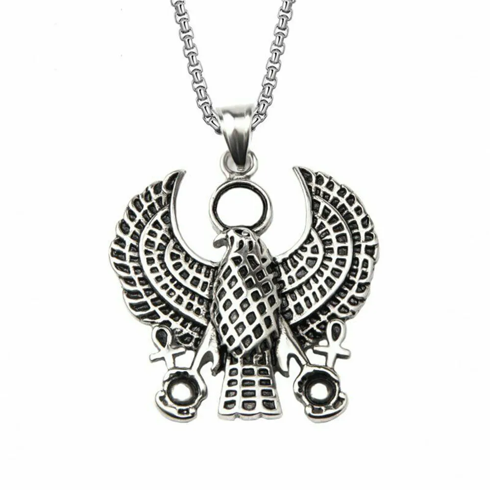 

Mens Egypt Egyptian Horus Falcon Ankh Pendant Necklace Stainless Steel