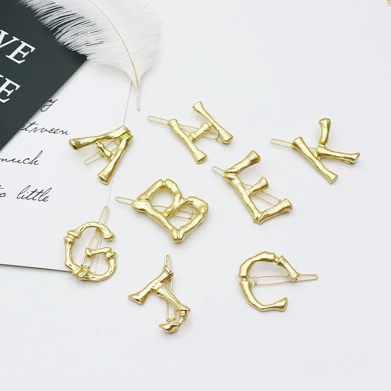 Женские заколки для волос с 26 буквами золотые аксессуары | Украшения и