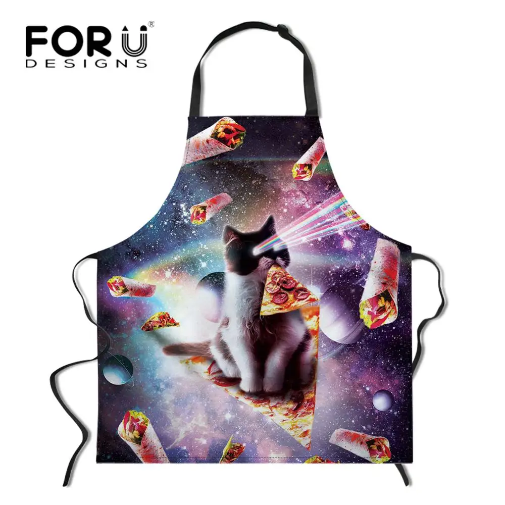 YY0083R FORUDESIGNS/Космический Galaxy Cat кухонный фартук в стиле унисекс Регулируемый поварский фартук без рукавов для приготовления барбекю - Цвет: YY0083R
