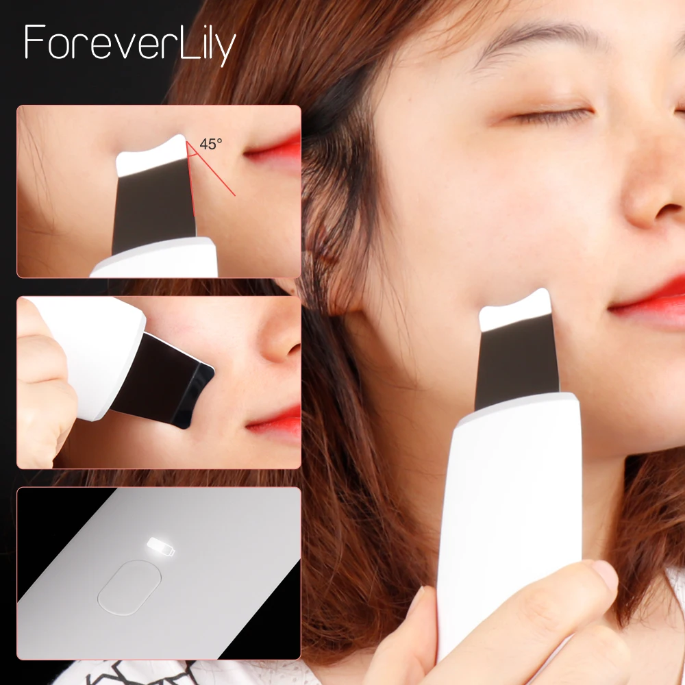 Перезаряжаемый ультразвуковой скребок для кожи аппарат очистки пор пилинга