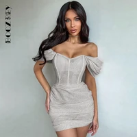 bright silk one shoulder draped sleeves sexy bodycon dress spring slim solid color middle waist dresses for women 2022