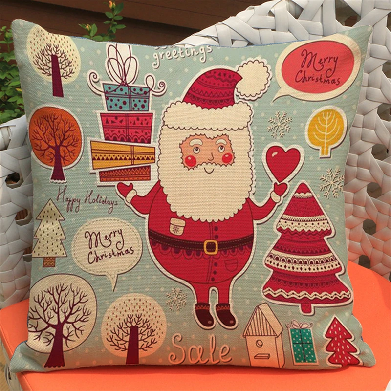 Рождественские наволочки с принтом Санта-Клауса декоративные для подушек