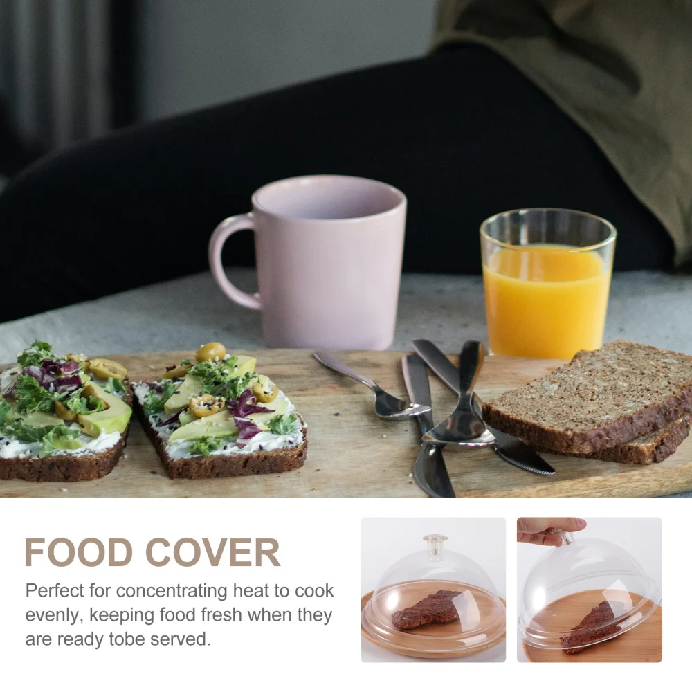 

1Pc Acrylic Round Food Cover Durable Food Tent Food Insulation Lid for Home Bread Dessert Dish Transparent (8-inch 21c
