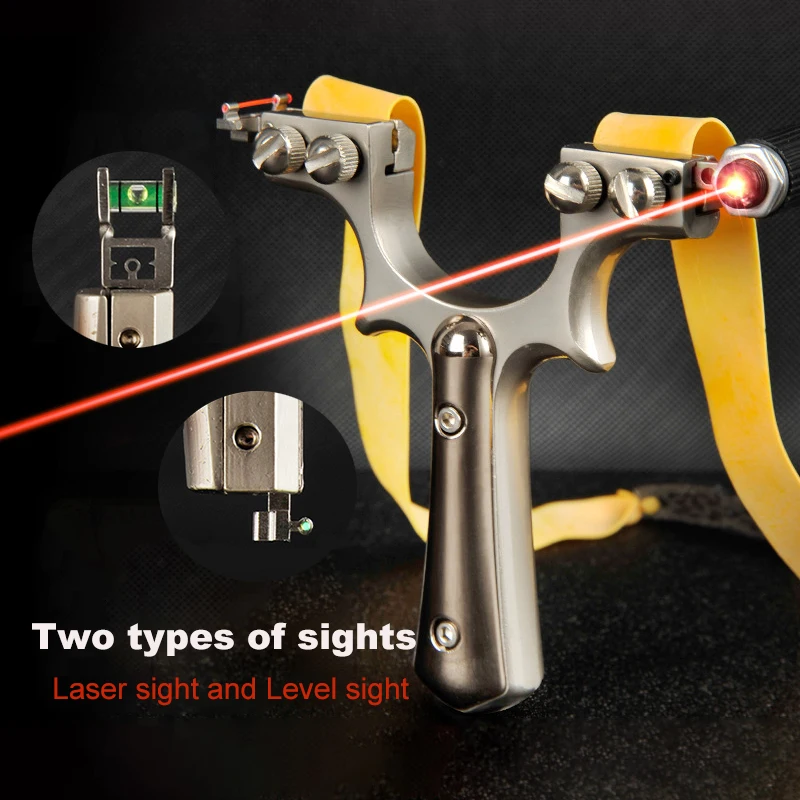 

New Alloy Infrared Slingshot with Flat Rubber Band Laser and Horizontal Sight High-power Outdoor Sports Fast Pressing Slingshot