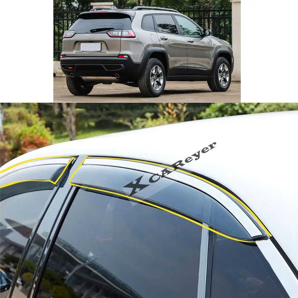 

For Jeep Cherokee 2014 2015 2016 2017 2018 2019 2020 2021 Car Sticker Plastic Window Glass Wind Visor Rain/Sun Guard Vent