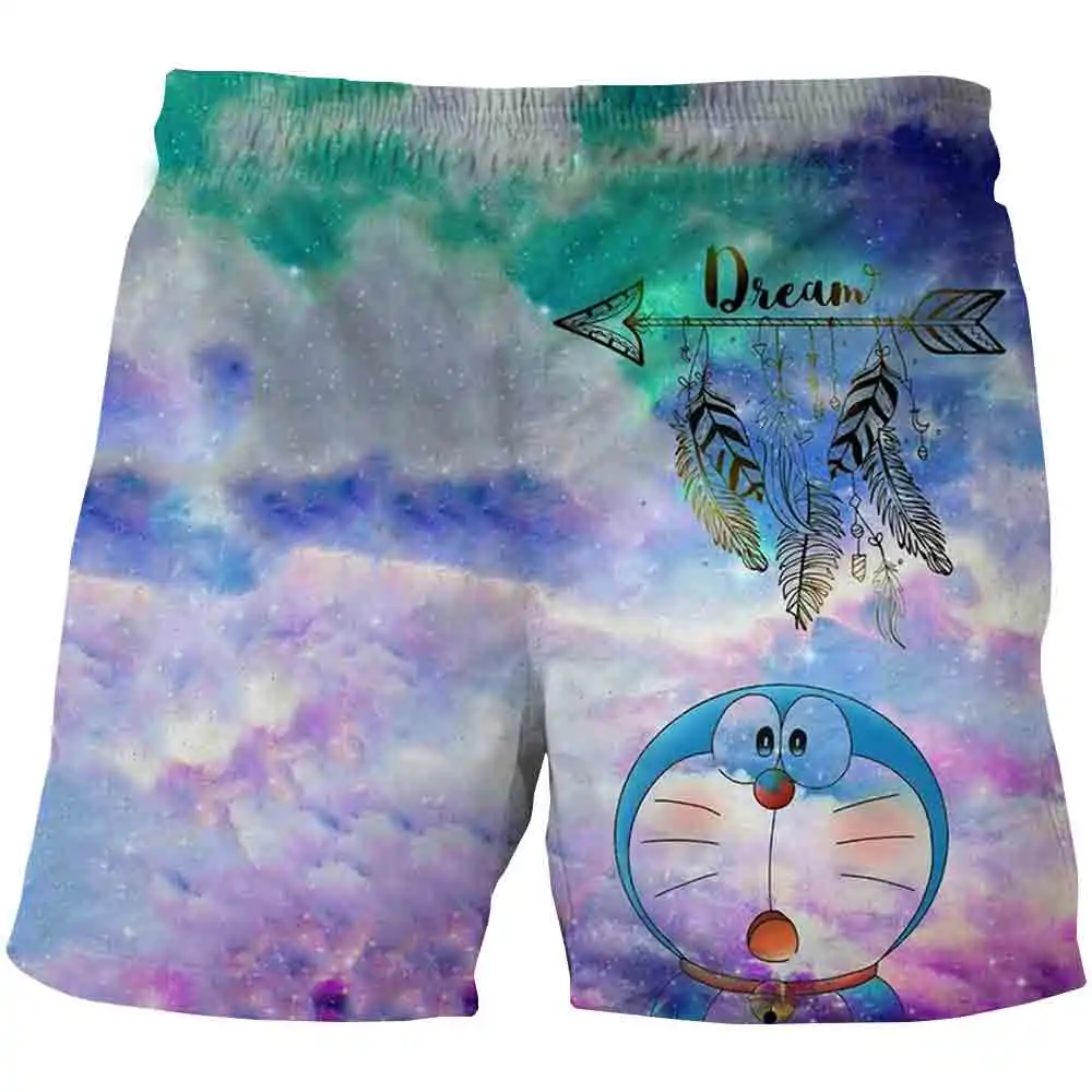

3D New Pocket Cat Boy Shorts Print Cartoon Anime Cartoon Pattern Beach Swimming Trunks Summer Cartoon Casual Pants For Girls