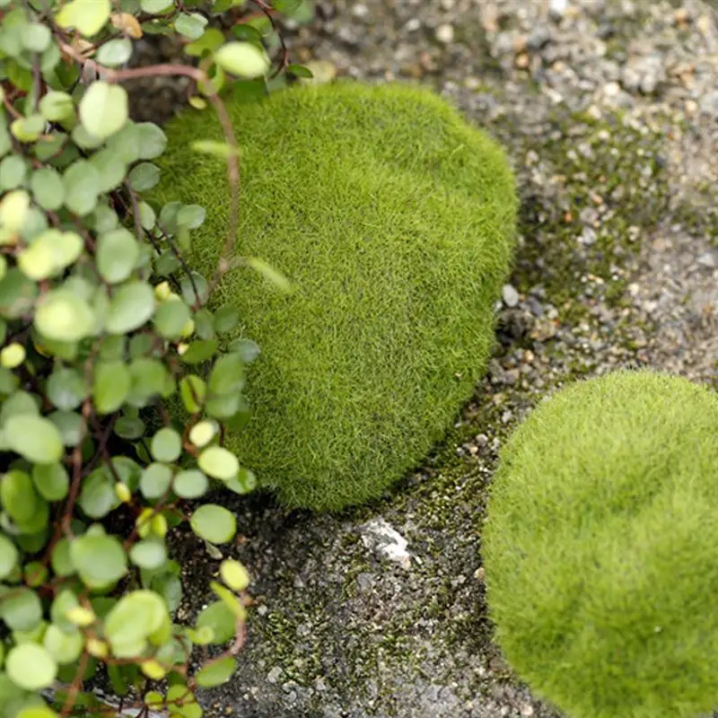 Искусственные моховые камни декоративные покрытые зеленым Мохом микропейзаж