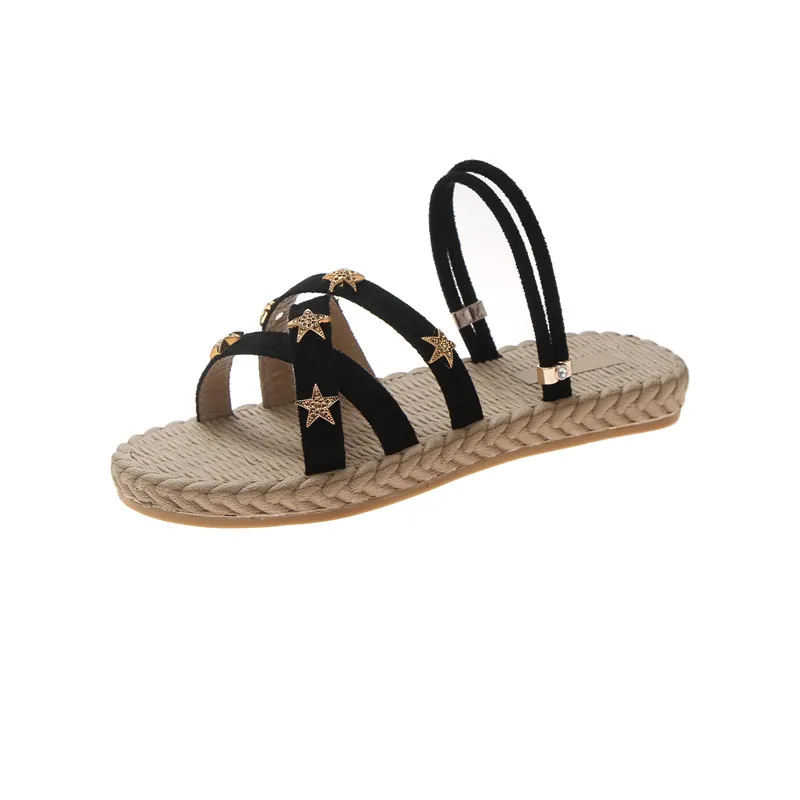 

Flats Slippers Slides 2021 Summer Women's Half Cool Slippers Two Wear Fashion Beach Shoes Stars Decoration Modern Slipper Sandal