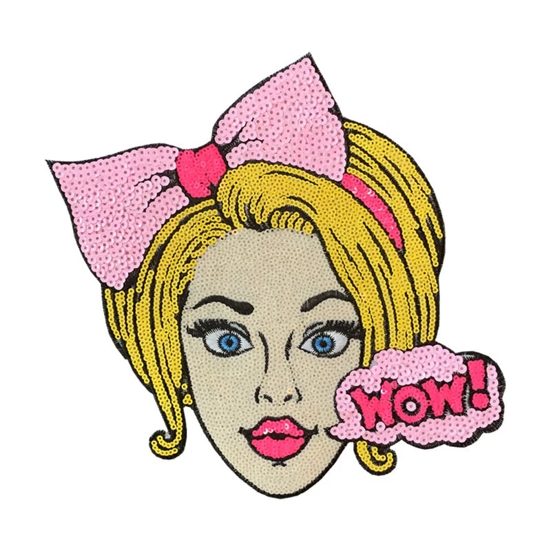 

Fine Sequined Beauty Girl Patch for Clothes Sewing on Glitter Beaded Applique for Jackets Jeans Bags Shoes Beading Applique