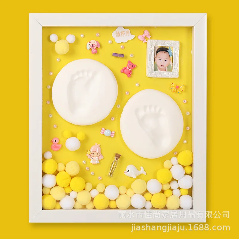 Yellow Моделирующая глина, ручная Лапка, сделай сам, детская фоторамка, светодиодный светильник, слизи, ручная печать, следы, цветная глина, сувенир для новорожденных, пластилин - Цвет: Yellow