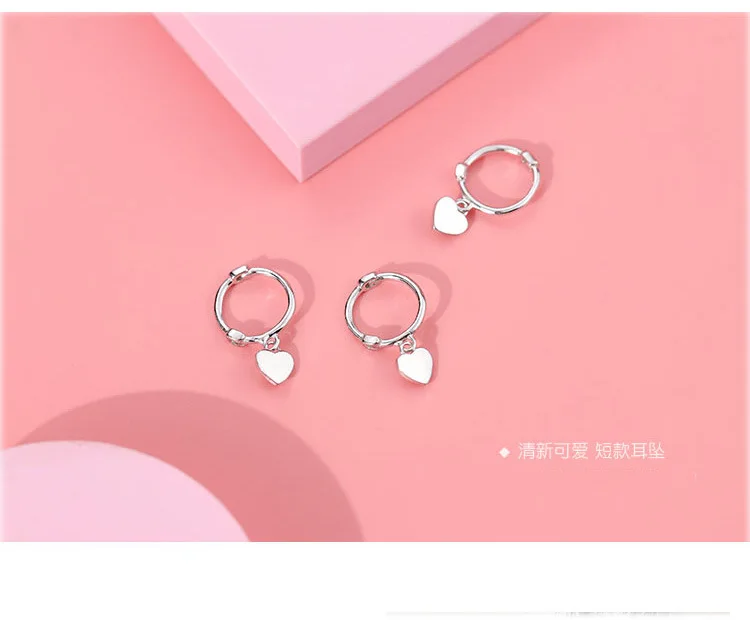Серьги-Клипсы из чистого серебра S925 пробы, серьги в форме сердца, серьги для женщин, подарок на Рождество, Новинка