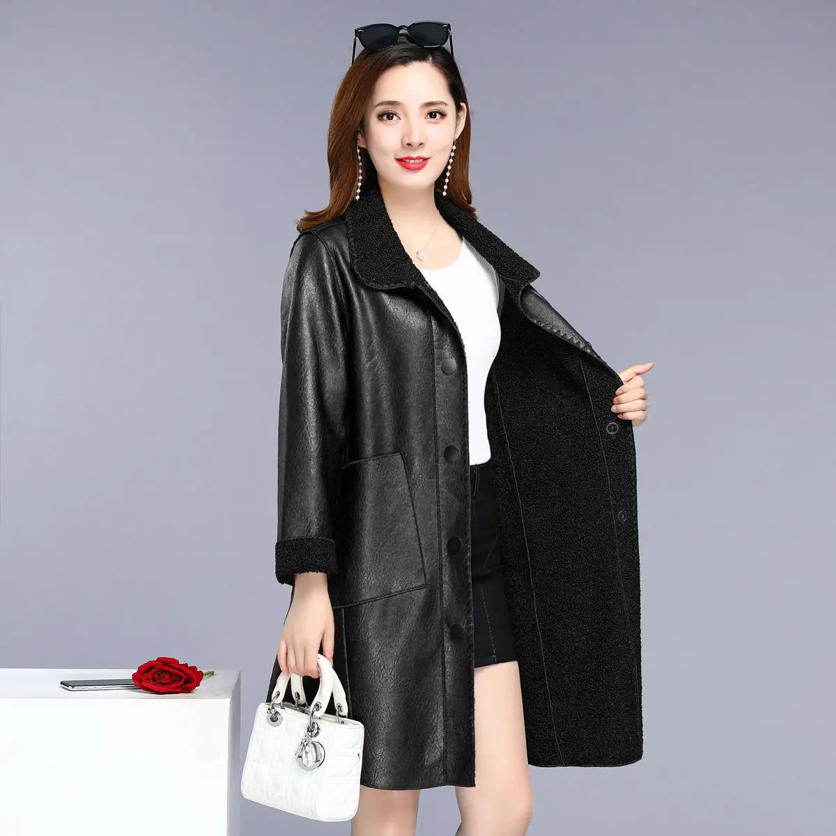 Женская куртка из искусственной кожи Lusumily XL 5XL размера плюс в Корейском стиле