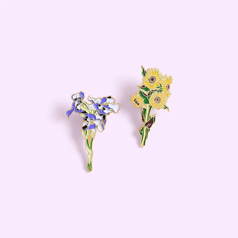 

Sunflower Plant Metal Enamel Brooches Fashion Cherry Blossoms Badges Pin Cute Backpack Coat Lapel Pins Jewelry Accessories