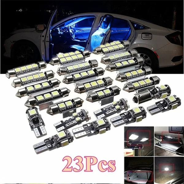 

23pcsCanbus LED Car Interior Inside Light Dome Trunk Map License Plate Lamp Bulb